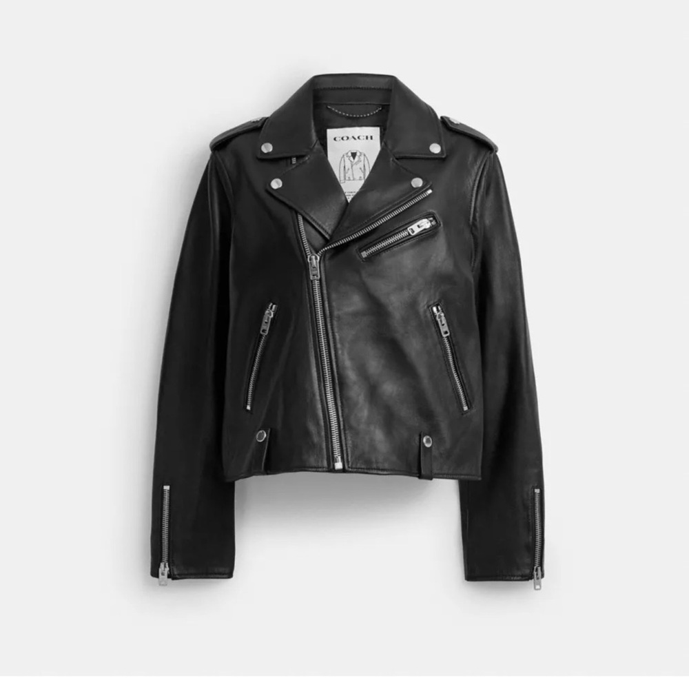 Coach Black Moto Zipper Biker Jacket Leather
